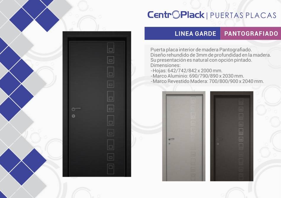 CentroPlack Puertas Placas - Línea Garde Pantografiado
