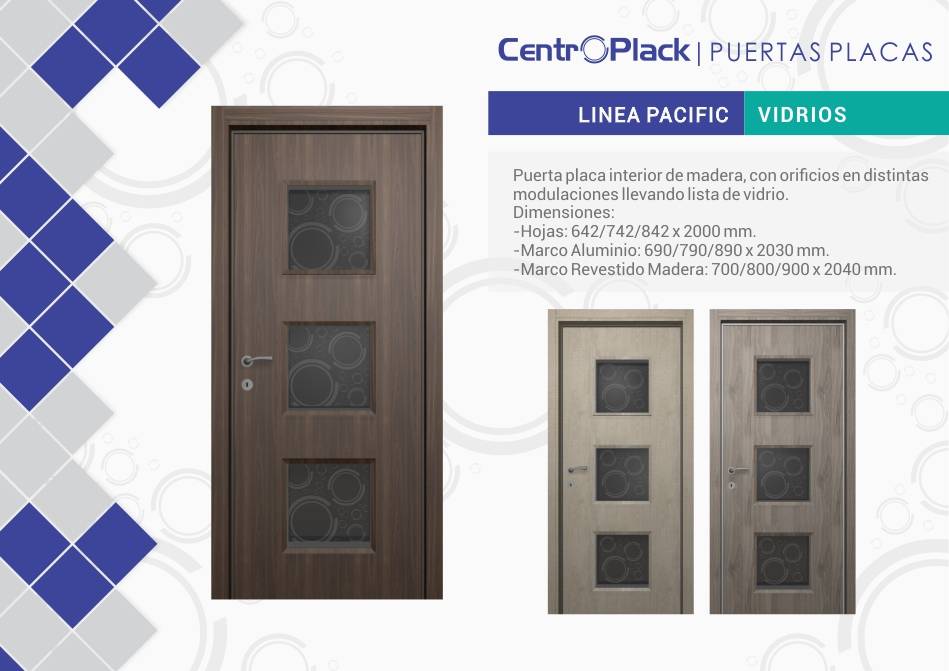 CentroPlack Puertas Placas - Línea Pacific Vidrios