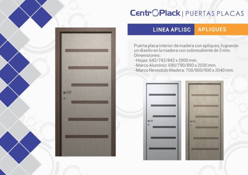 CentroPlack Puertas Placas - Línea Aplisc Apliques