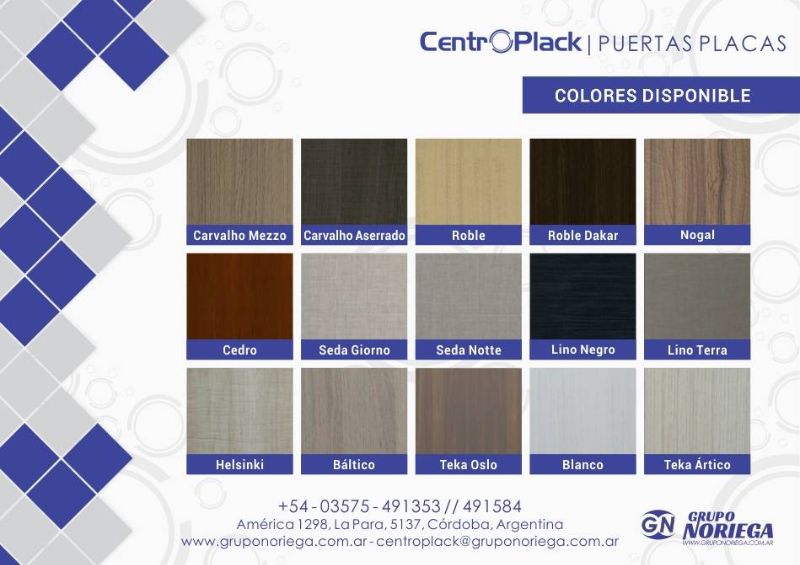 CentroPlack Puertas Placas - Colores Disponibles