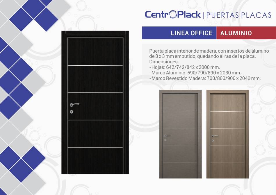 CentroPlack Puertas Placas - Línea Office Aluminio