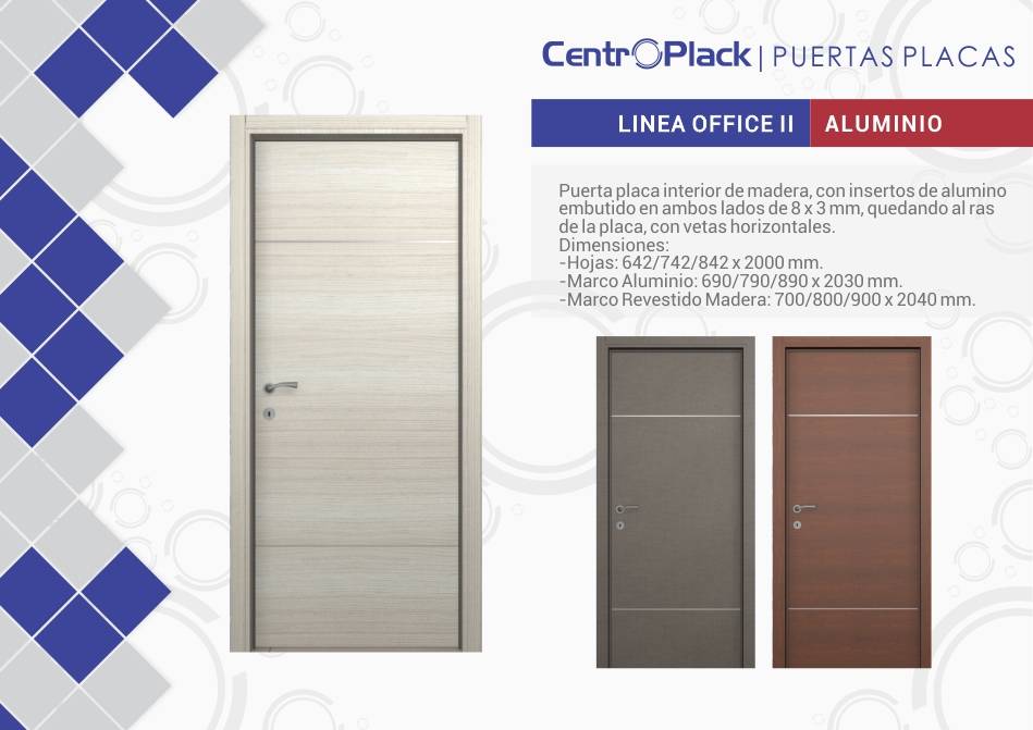 CentroPlack Puertas Placas - Línea Office II Aluminio