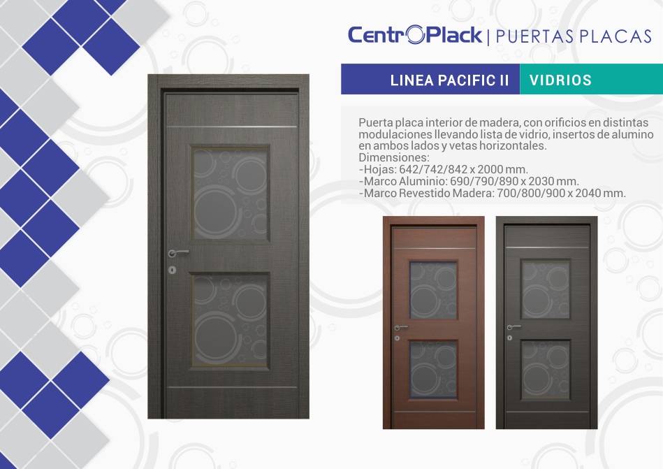 CentroPlack Puertas Placas - Línea Pacific II Vidrios
